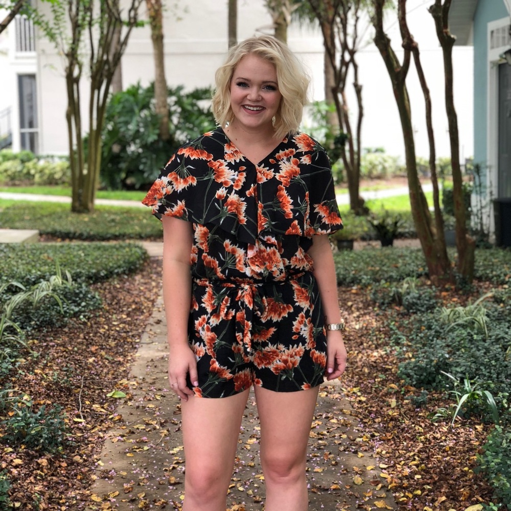 NWT Orange floral romper
